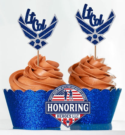Air Force Rank Emblem Cupcake Topper. USAF Cupcake Topper. Retirement Cupcake Topper