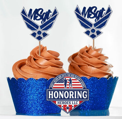 Air Force Rank Emblem Cupcake Topper. USAF Cupcake Topper. Retirement Cupcake Topper