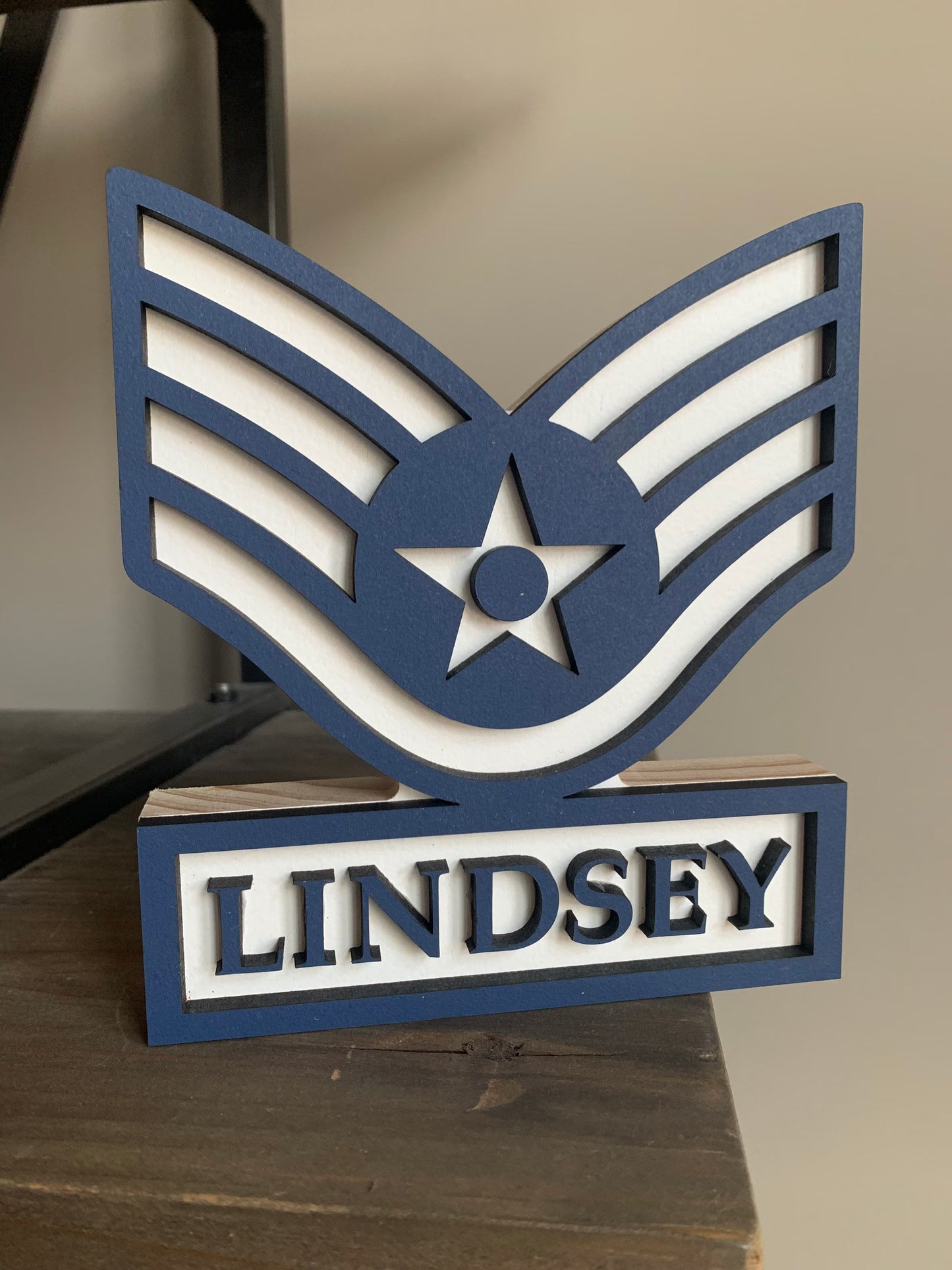 USAF Air Force Self Standing Enlisted Rank Name Plate