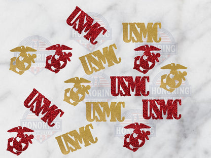 USMC AND Emblem Table Confetti. Marine Confetti Party Decor USMC enlistment, retirement, promotion