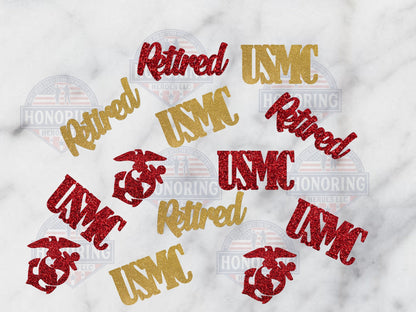 USMC Retired Confetti. Marine Corps Retirement. Military party decor Promotion, Retirement, DD214, Enlistment.