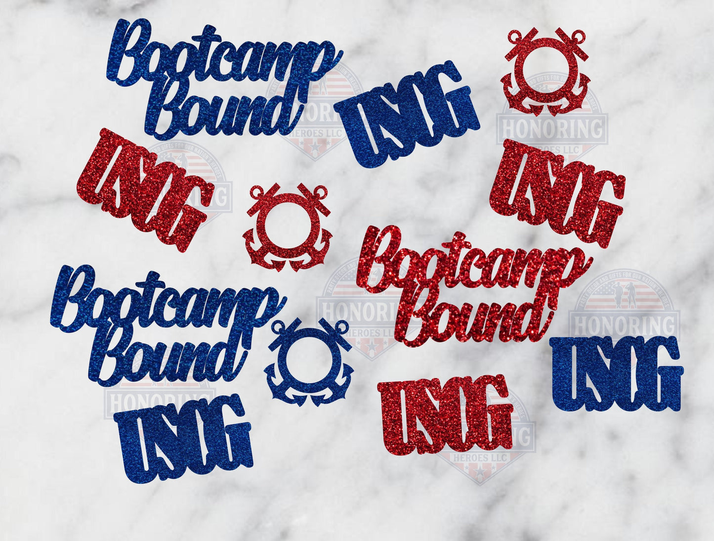 Bootcamp Bound Confetti. USCG. Coast Guard bound. Military party decor for enlistment. Military enlistment party