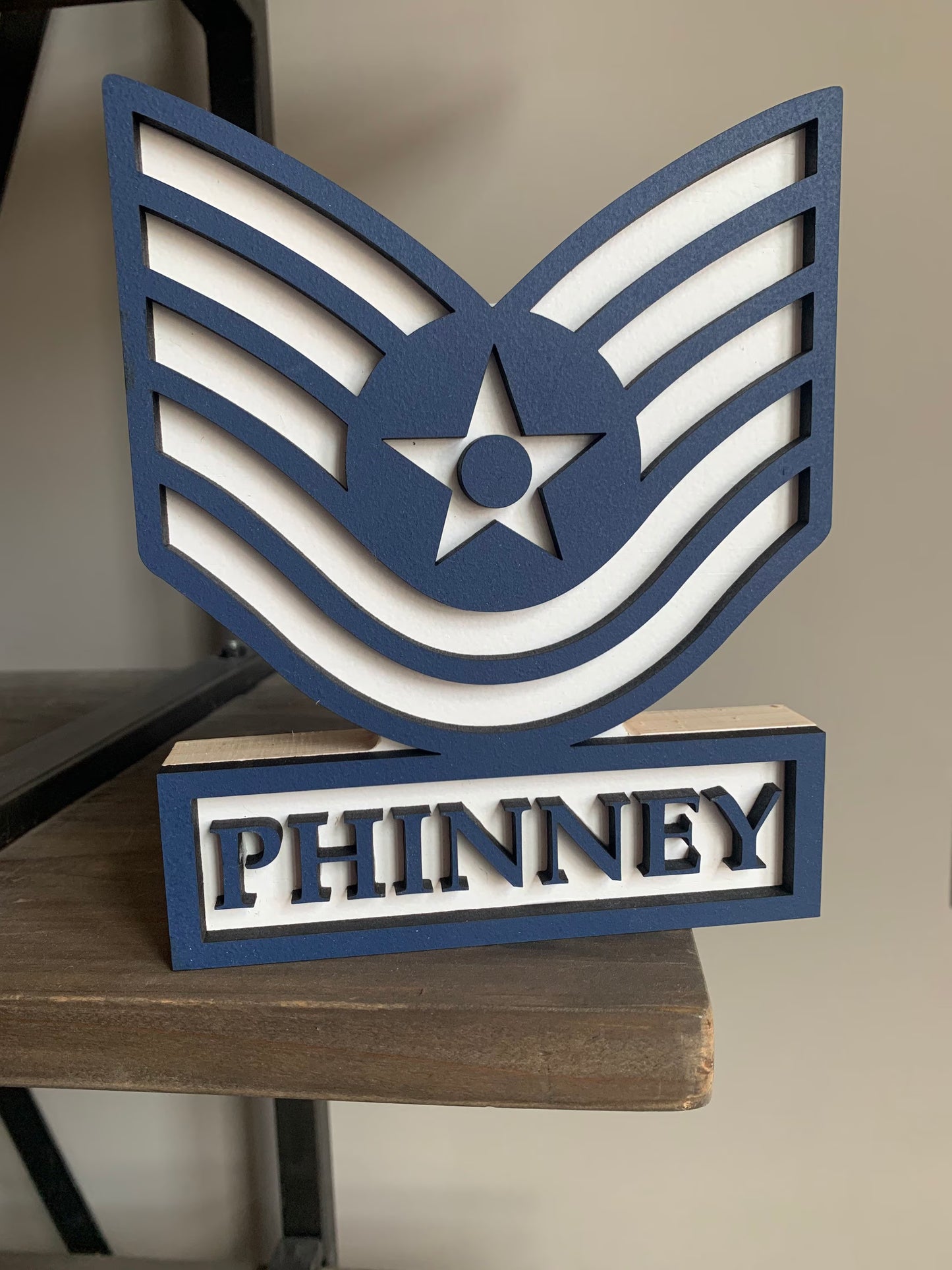 USAF Air Force Self Standing Enlisted Rank Name Plate