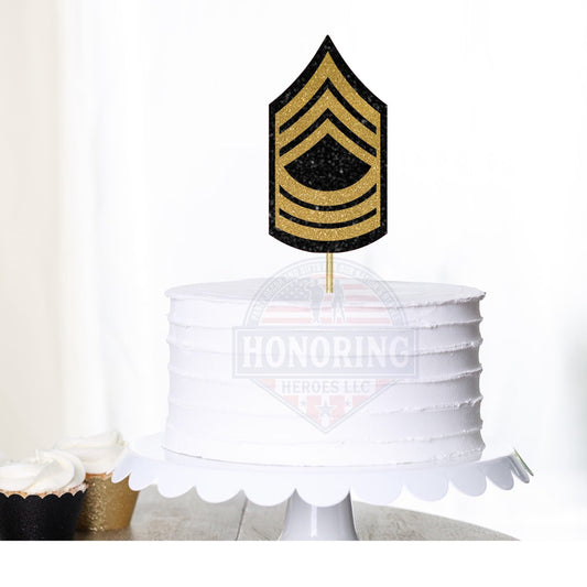 ARMY Enlisted Rank Glitter Cake Topper – Military Retirement, Promotion NO SHED!