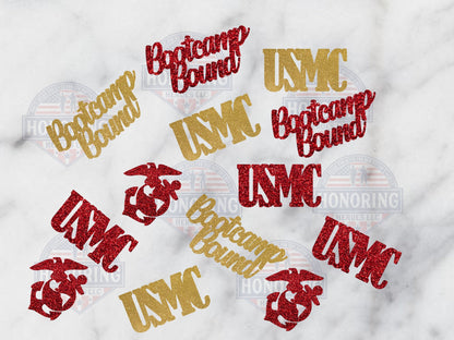Marine Bootcamp Bound Confetti. USMC Marine Corps bound. Military party decor Promotion, Retirement, DD214, Enlistment.