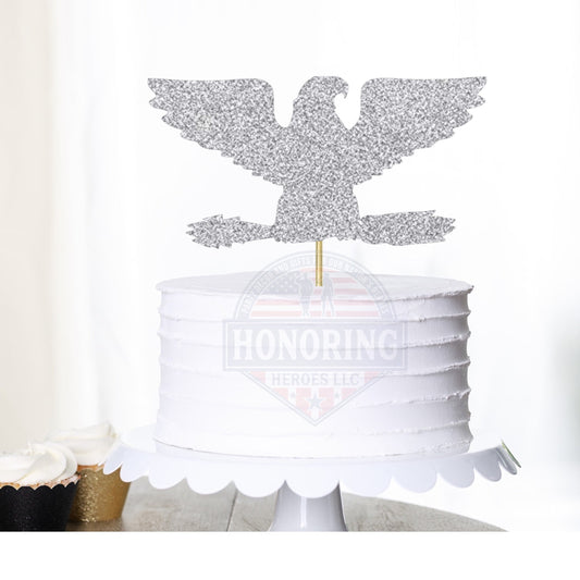 Silver Glitter Military Cake Topper – Retirement, Promotion, Personalized NO SHED!