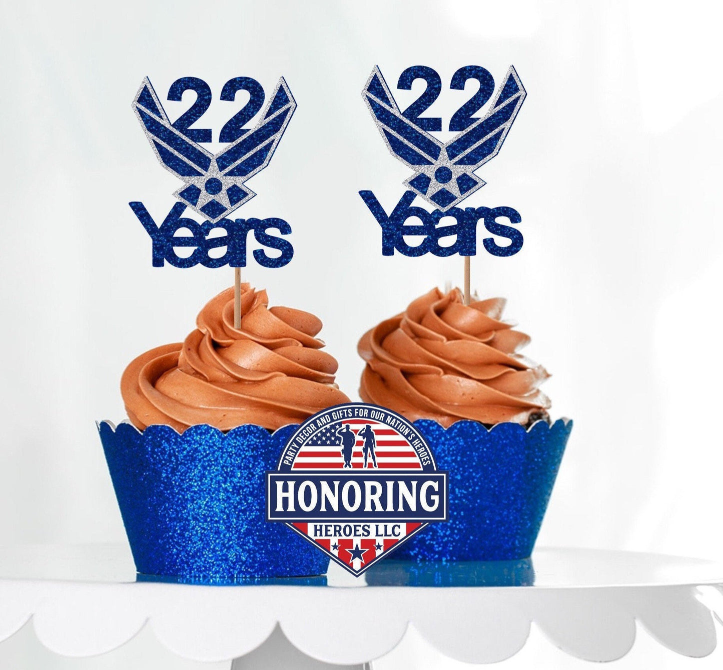 Air Force Custom Year Cupcake Topper. USAF Cupcake Topper. Retirement Cupcake Topper