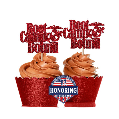 USMC Boot Camp Bound Glitter Cupcake Toppers, Military Graduation NO SHED!
