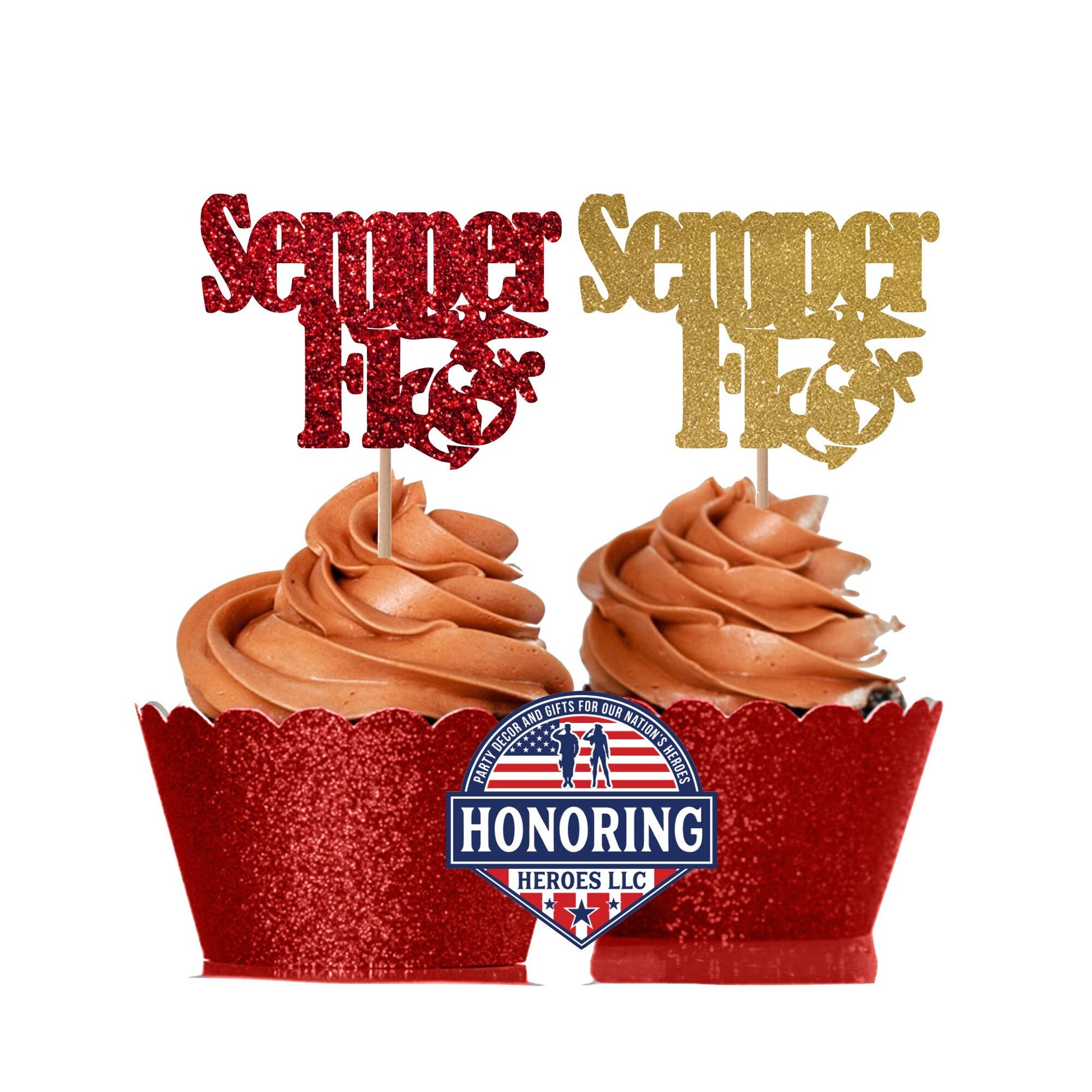 Semper Fi Cupcake Toppers, USMC Marine Corps Retirement Party Decorations