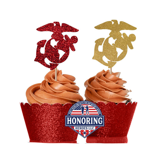 USMC Eagle, Globe and Anchor Cupcake Topper, Marine Corp Emblem Cupcake Topper, Marine Enlistment, USMC Retirement, USMC Promotion