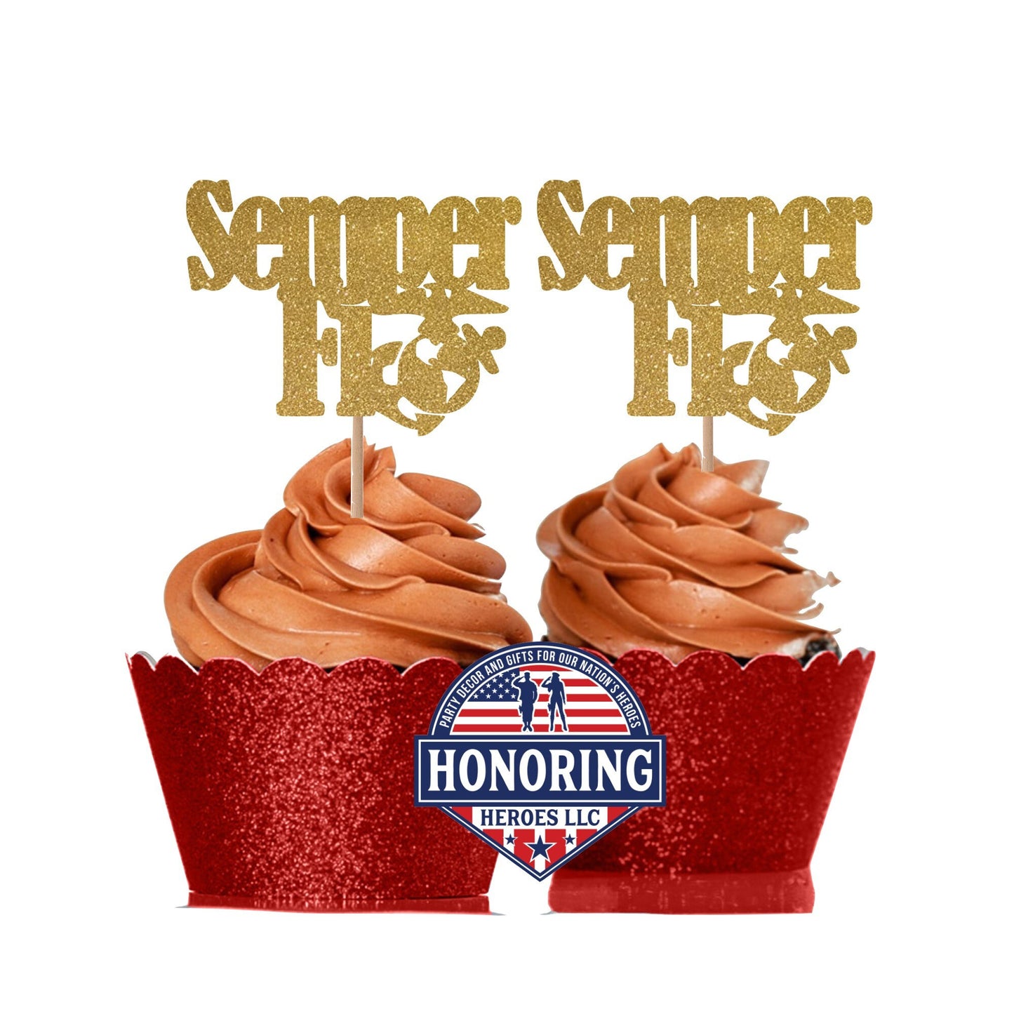 Semper Fi Cupcake Toppers, USMC Marine Corps Retirement Party Decorations