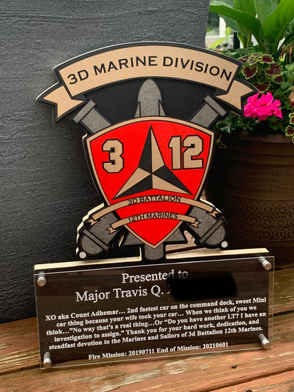 Custom Military Badge Plaque with Engravings - Your Military Emblem into a Personalized Plaque - Perfect Gift for ANY Military Personnel.