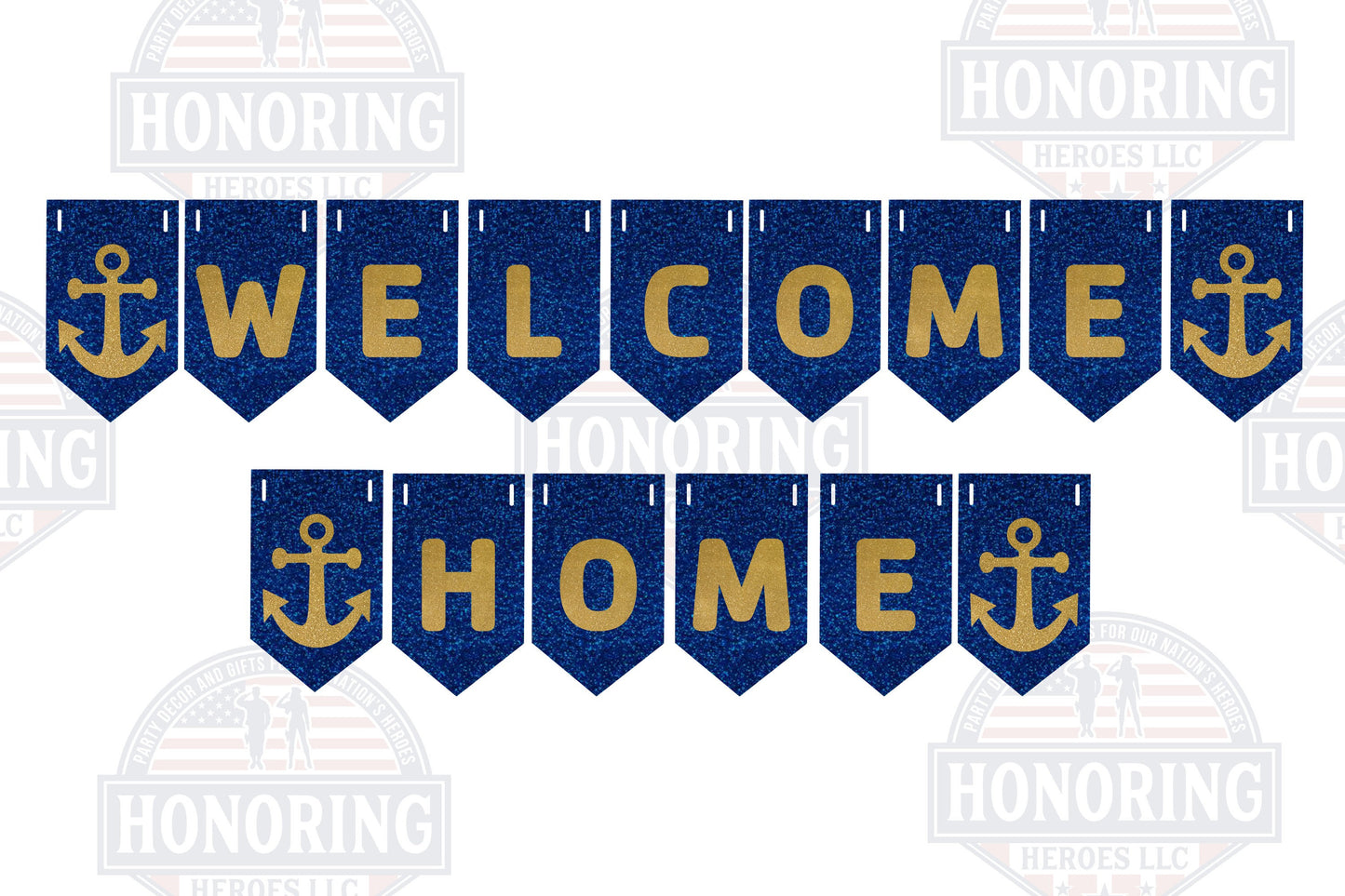 Navy Welcome Home Banner – Gold Anchor, USN Party Decor NO SHED!