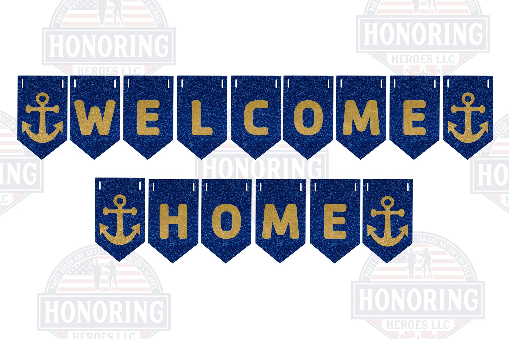Navy Welcome Home Banner – Gold Anchor, USN Party Decor NO SHED!