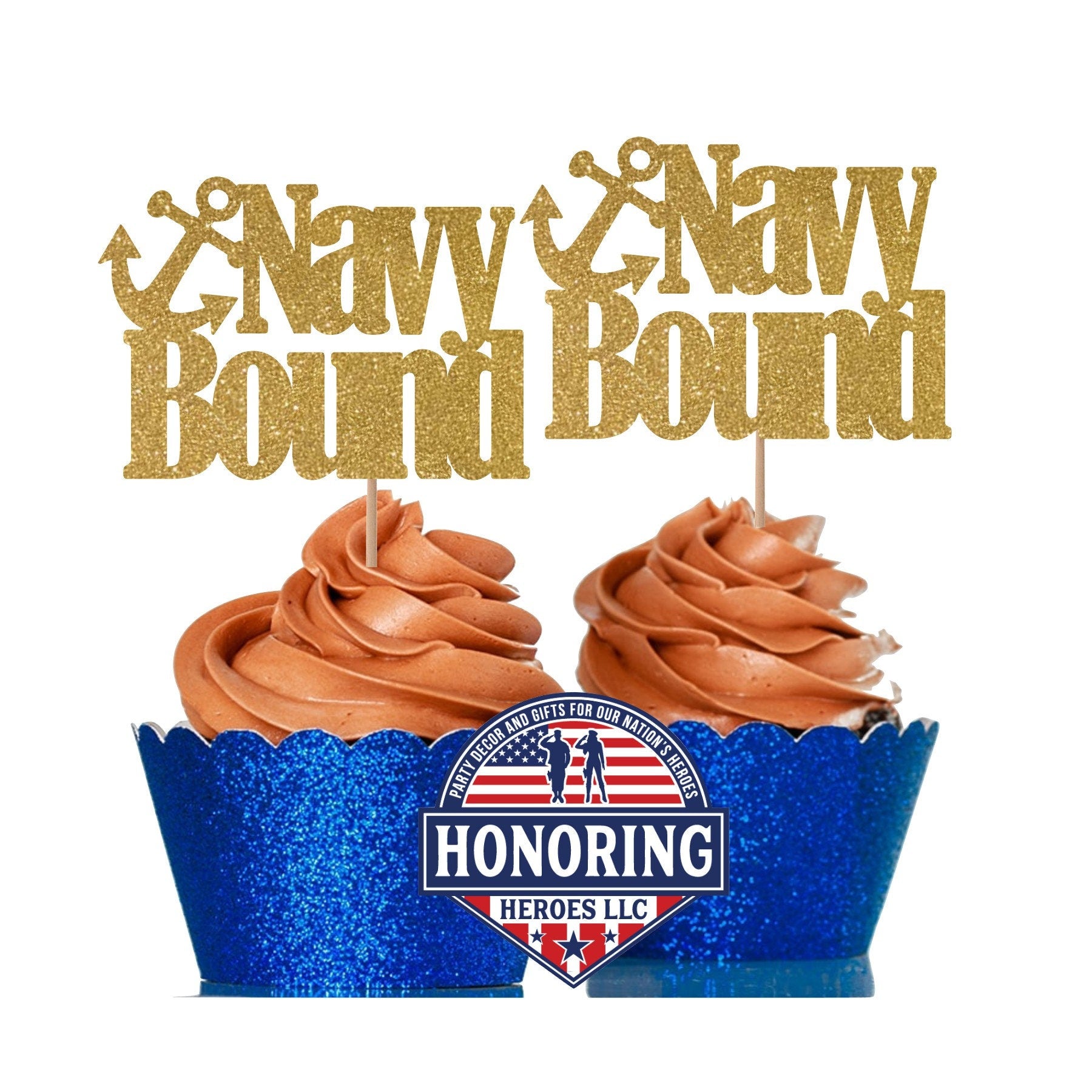 Navy Bound Cupcake Toppers NO SHED!