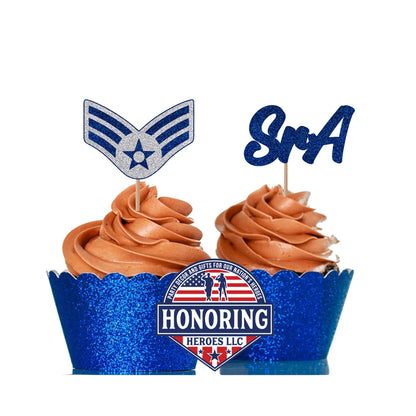 Air Force Enlisted Rank Emblem and Text Cupcake Toppers