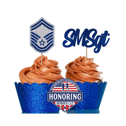 Air Force Enlisted Rank Emblem and Text Cupcake Toppers
