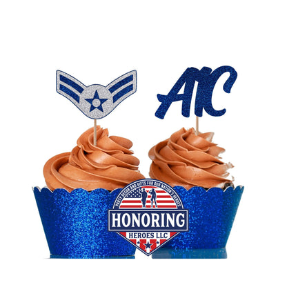 Air Force Enlisted Rank Emblem and Text Cupcake Toppers