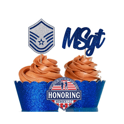 Air Force Enlisted Rank Emblem and Text Cupcake Toppers