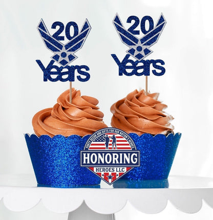 Air Force Custom Year Cupcake Topper. USAF Cupcake Topper. Retirement Cupcake Topper
