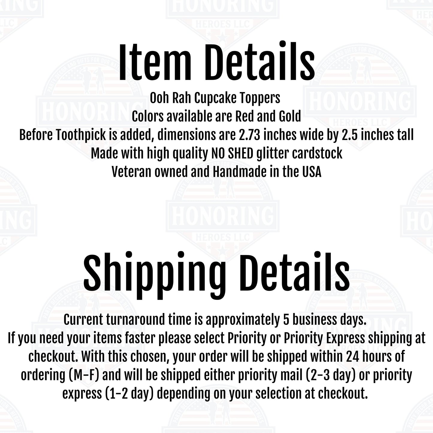 USMC Ooh Rah Cupcake Toppers