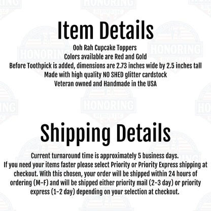 USMC Ooh Rah Cupcake Toppers