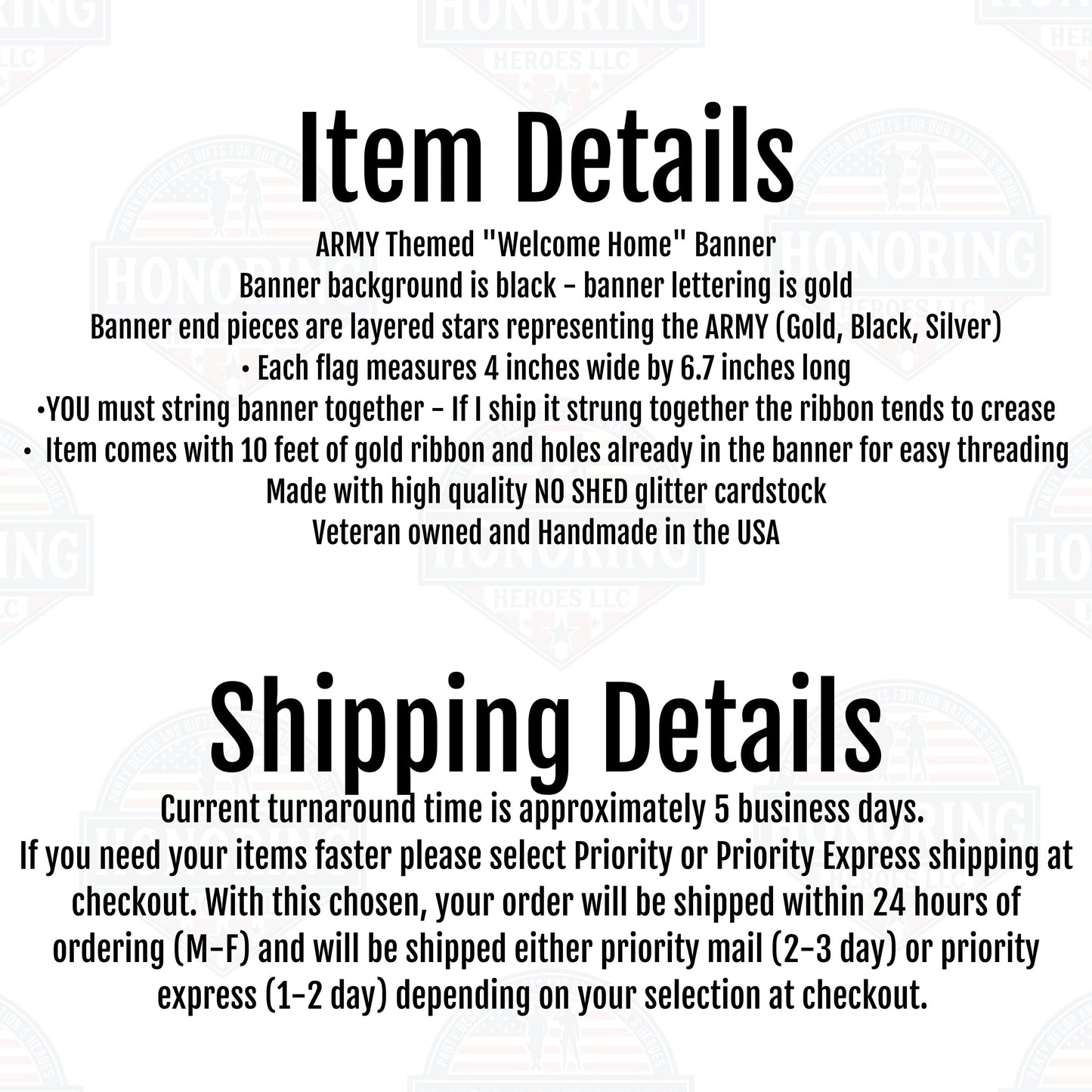 ARMY Welcome Home Banner