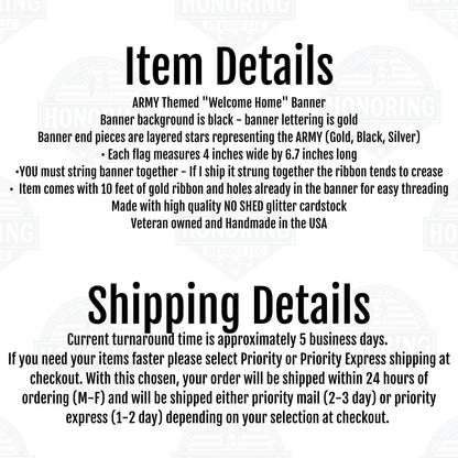 ARMY Welcome Home Banner