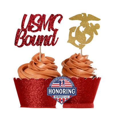 USMC Bound and Emblem Cupcake Toppers