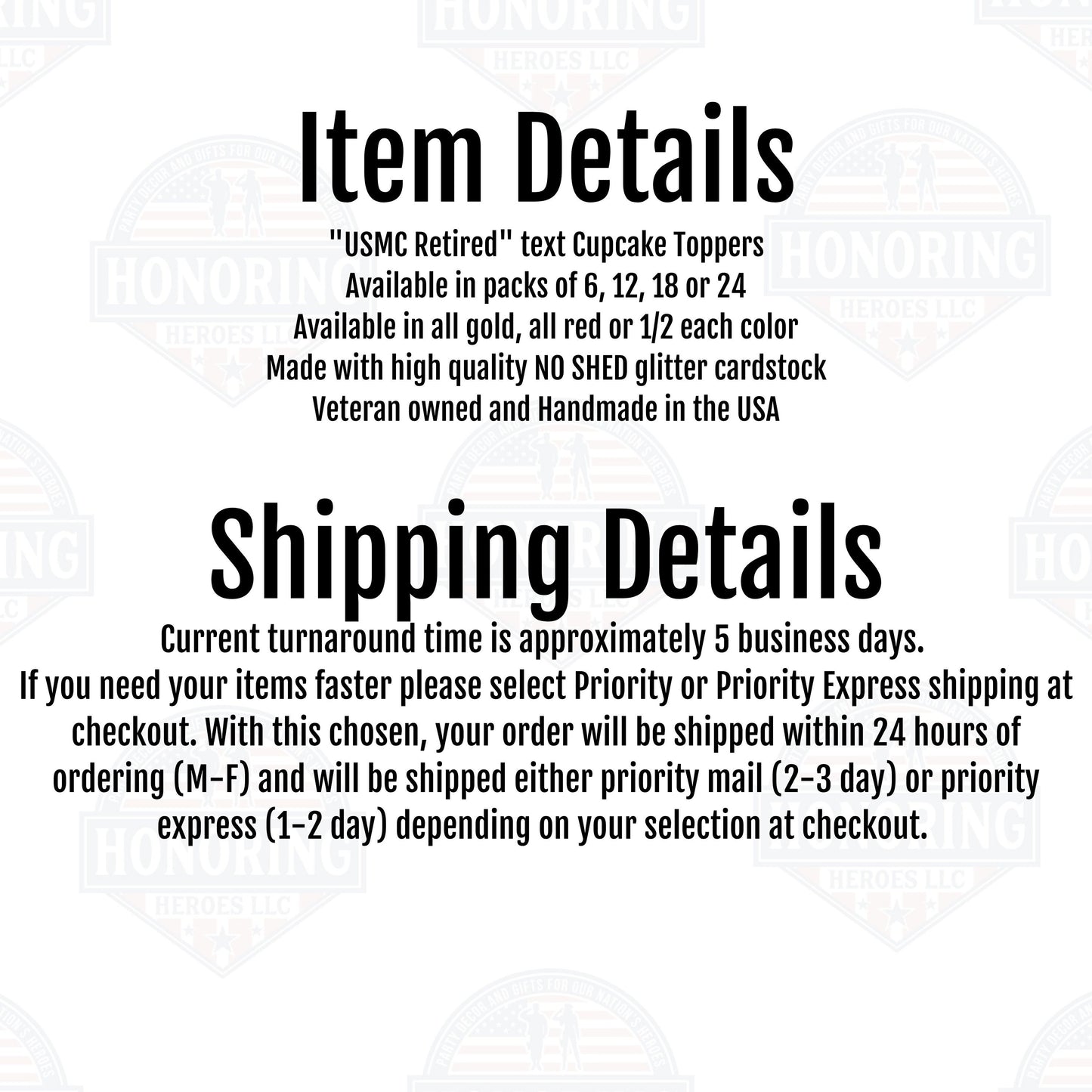 USMC Retired Cupcake Toppers