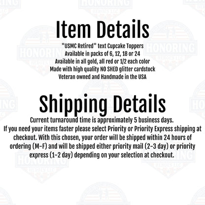 USMC Retired Cupcake Toppers