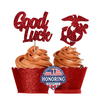 USMC Good Luck and Emblem Cupcake Toppers