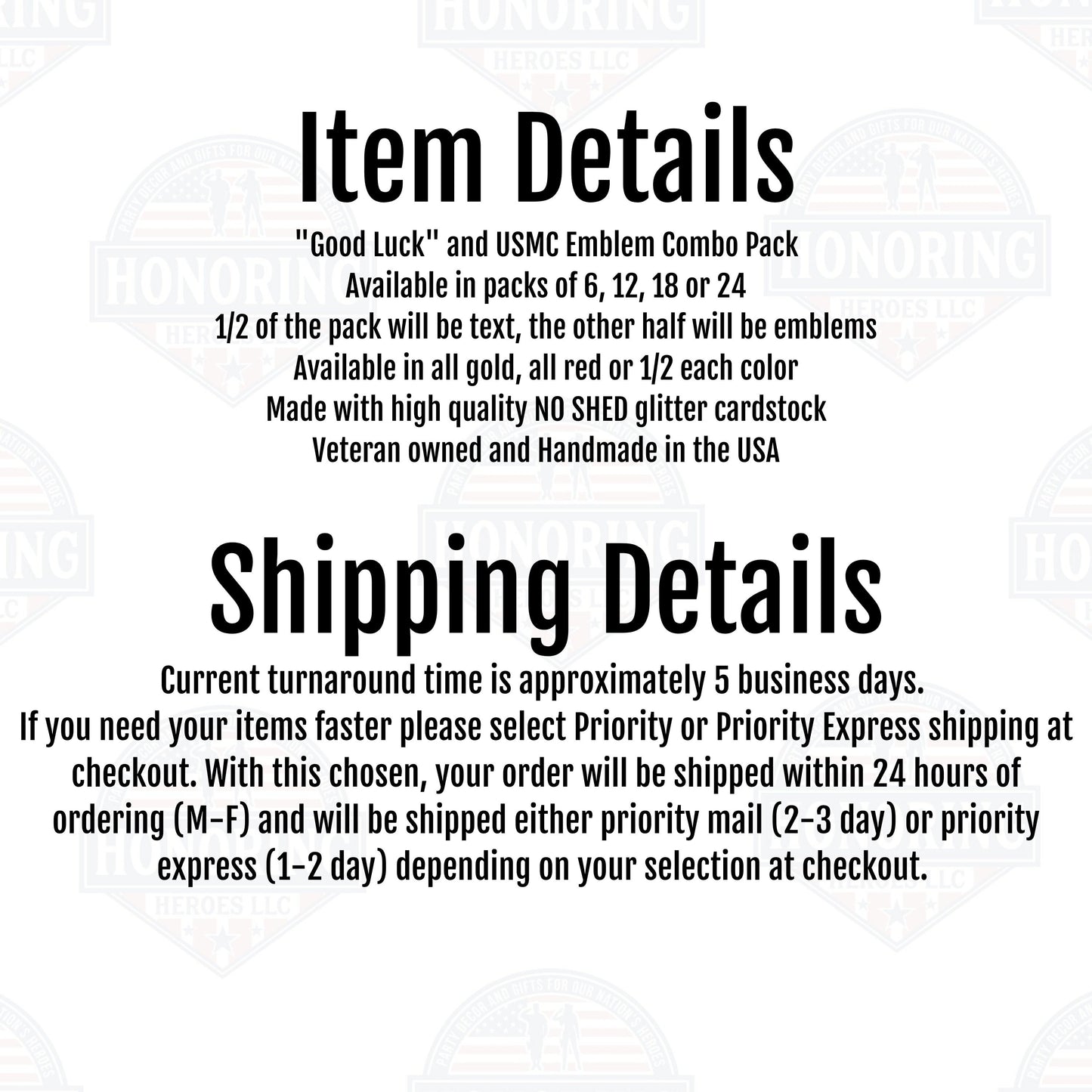 USMC Good Luck and Emblem Cupcake Toppers