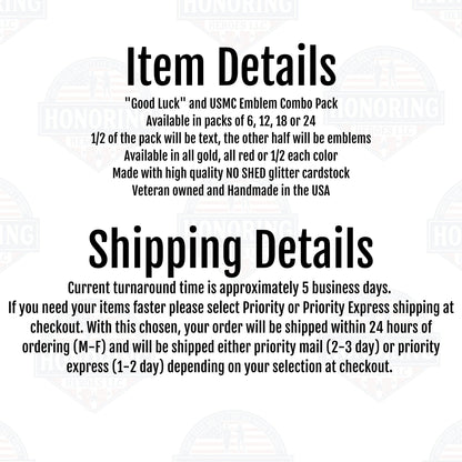 USMC Good Luck and Emblem Cupcake Toppers