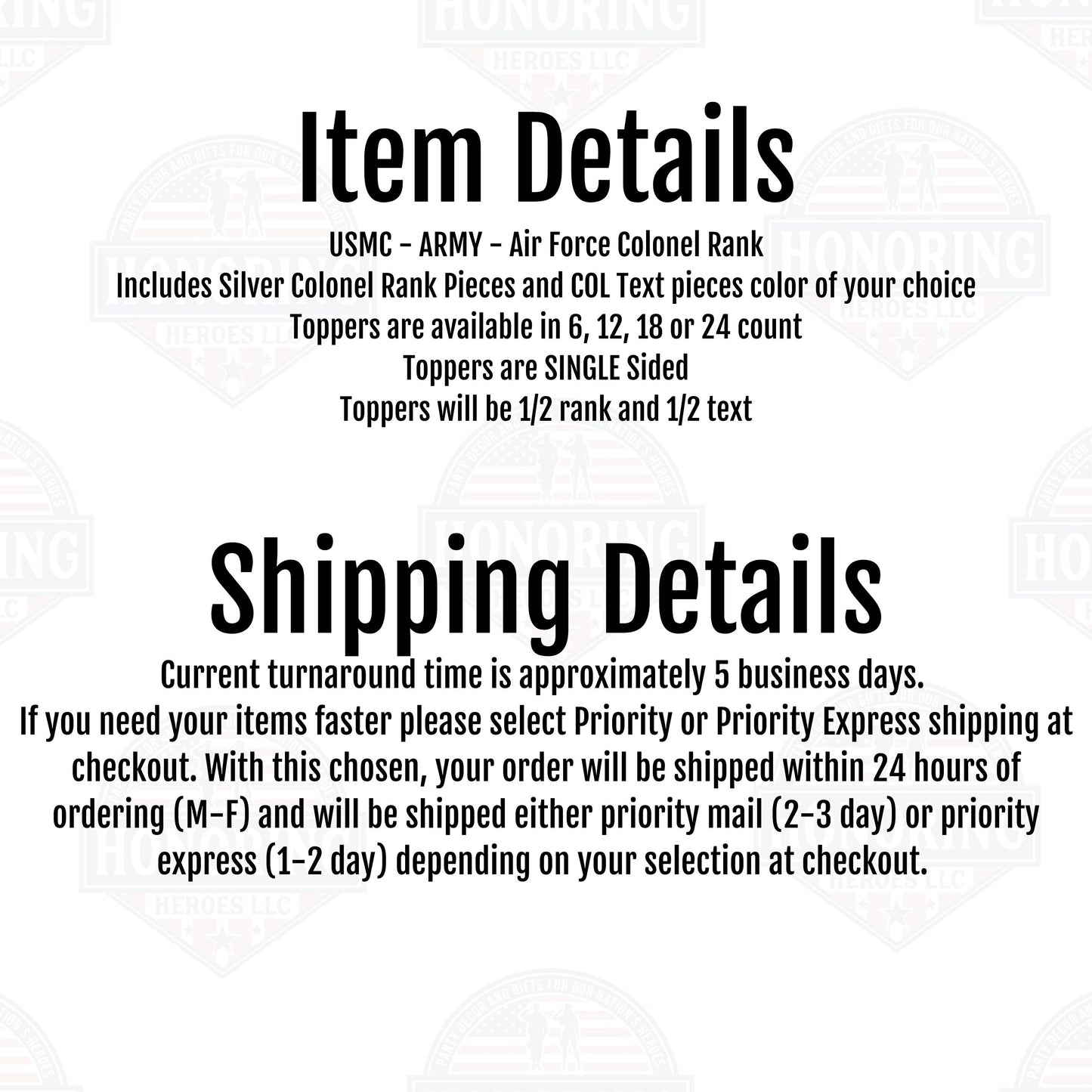 Colonel Emblem and Text Cupcake Toppers