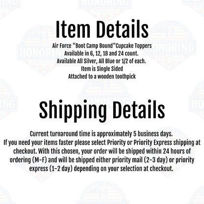 Air Force Boot Camp Bound Cupcake Toppers, USAF Boot Camp, Military Graduation, Enlistment, Boot Camp Grad