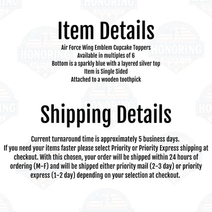 United States Air Force USAF Wing Cupcake Topper