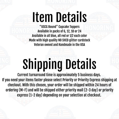 USCG Bound Cupcake Toppers