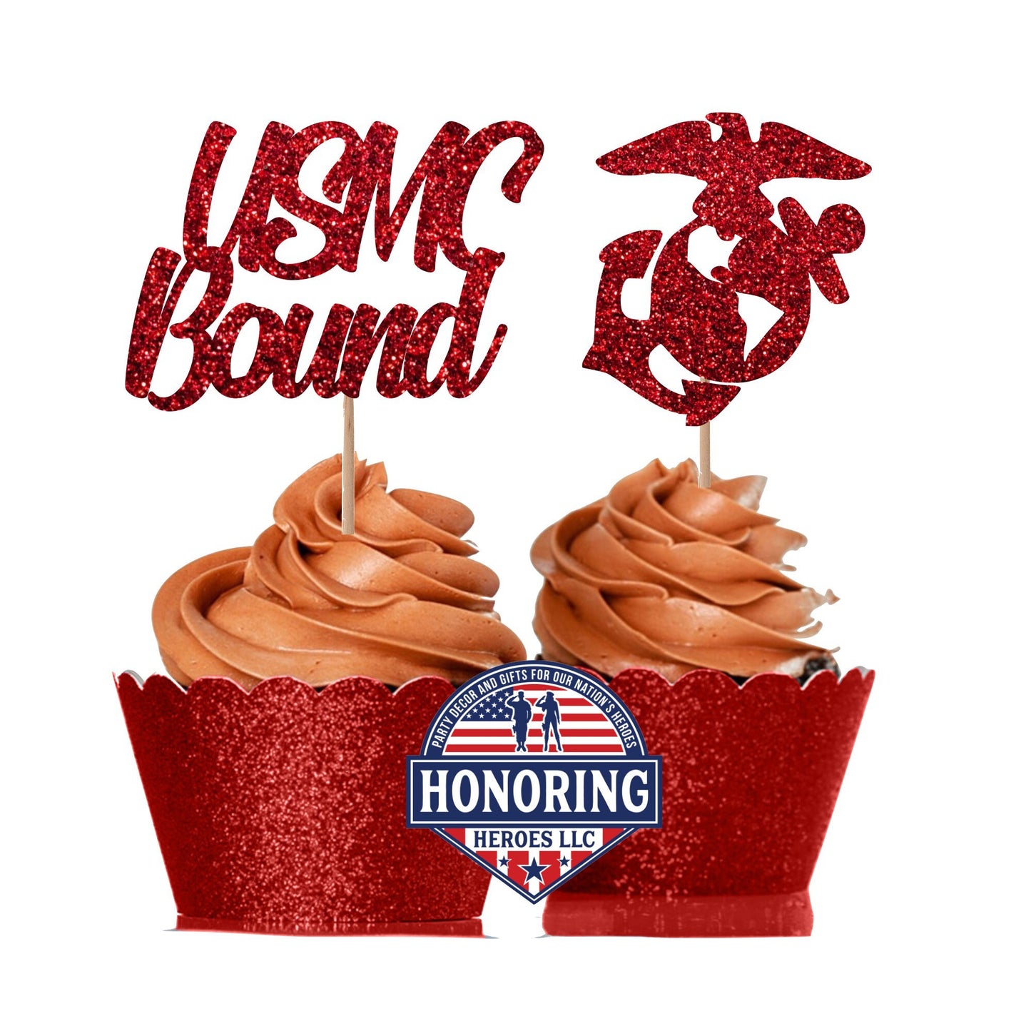 USMC Bound and Emblem Cupcake Toppers
