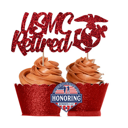 USMC Retired and Emblem Cupcake Toppers