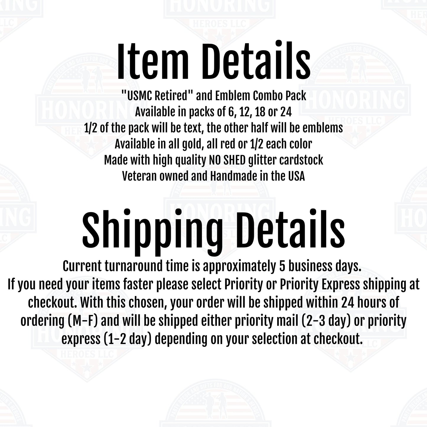 USMC Retired and Emblem Cupcake Toppers