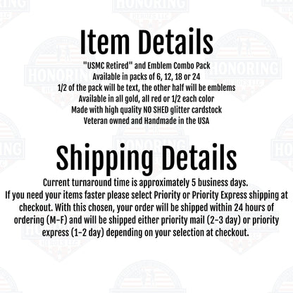 USMC Retired and Emblem Cupcake Toppers