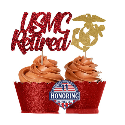 USMC Retired and Emblem Cupcake Toppers