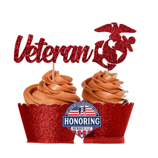 USMC Retired and Emblem Cupcake Toppers NO SHED!