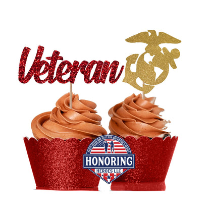 USMC Retired and Emblem Cupcake Toppers