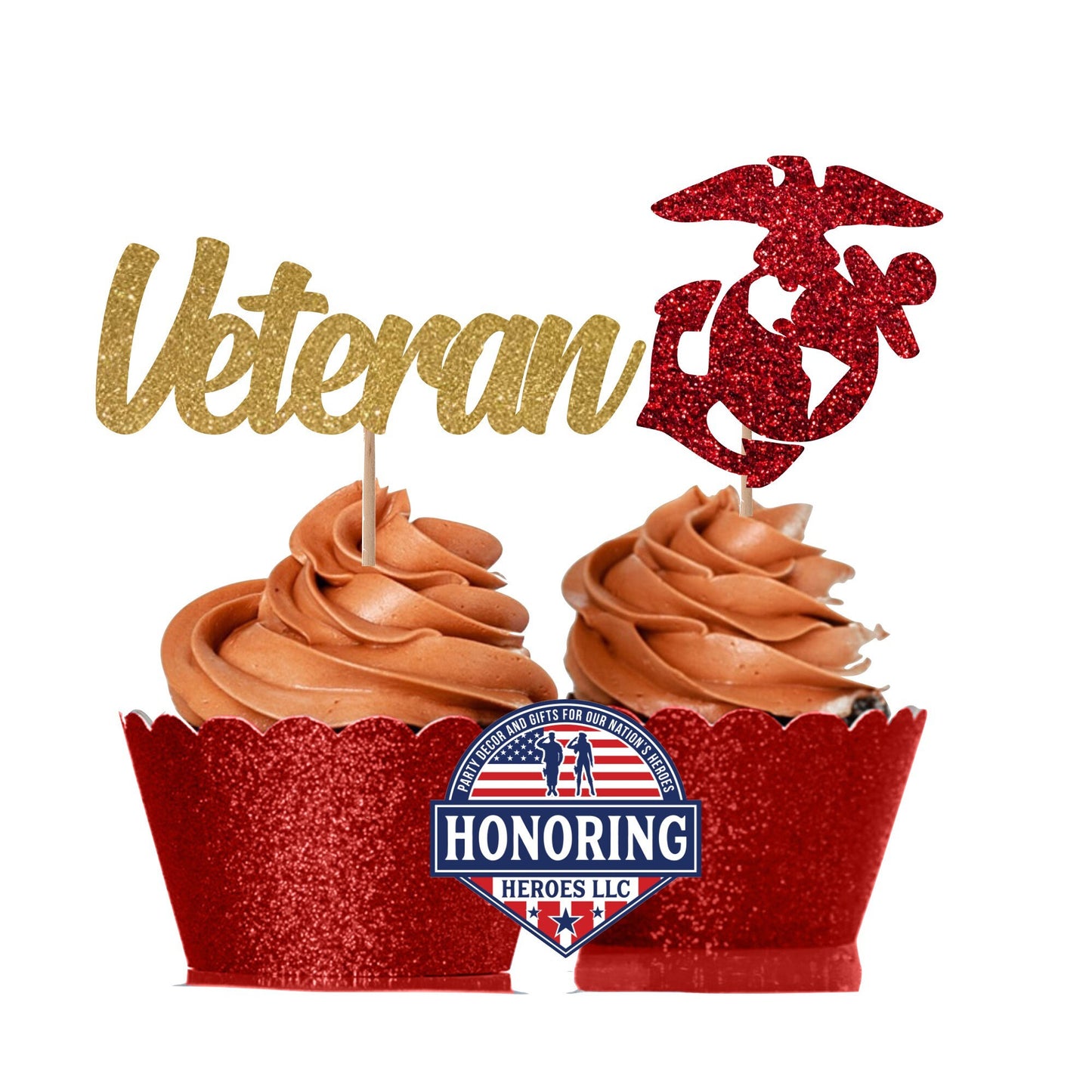 USMC Retired and Emblem Cupcake Toppers
