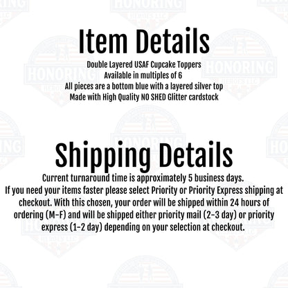 Cupcake Topper USAF, Air Force Cupcake Topper