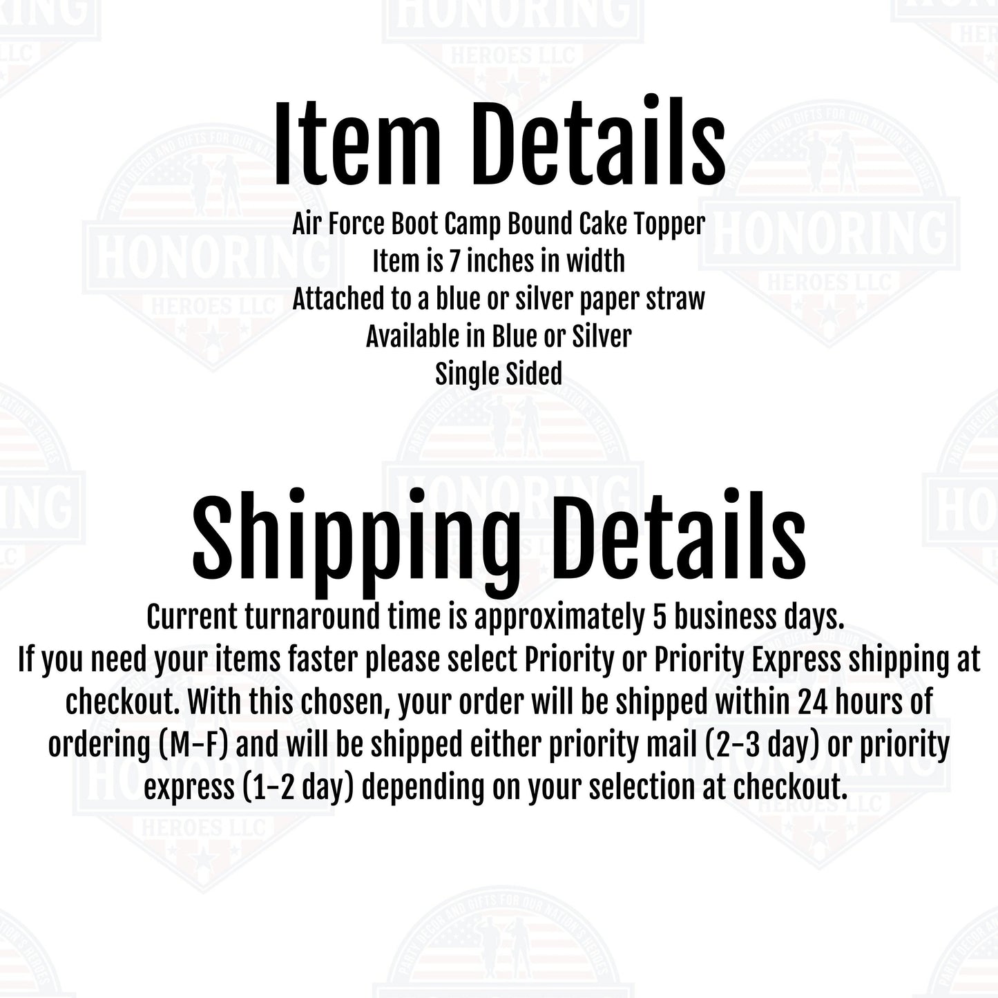 USAF Bootcamp Bound Cake Topper. Air Force Bootcamp Bound Cake Topper 7 Inches Wide