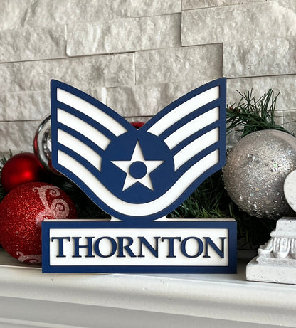 USAF Self Standing Rank Name Plate - United States Air Force Self Standing Rank Name Plate