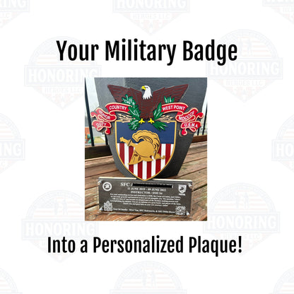 Custom, Personalized Emblem ARMY Badge Plaque - Your ARMY Emblem turned into Art!
